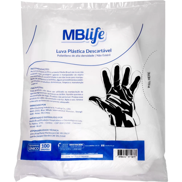 Luva Pl&aacute;stica Medix